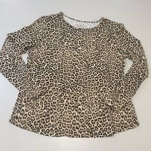 Chicos Leopard Print Long Sleeve Top size 12 (Size 2)